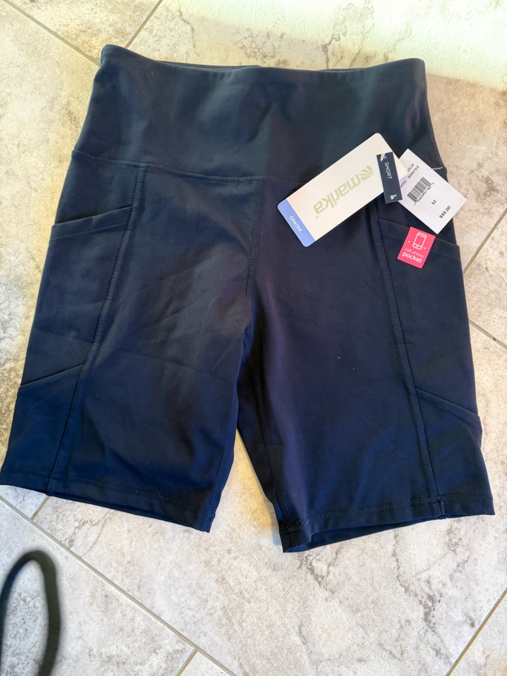 Marika Black High-Waist Athletic Shorts with Pockets